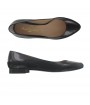 Black leather pointy flats