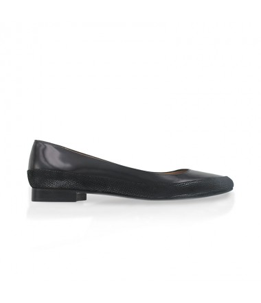 Black leather pointed toe flats LOUIS