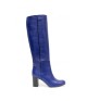 Indigo blue leather knee high boots SYLVIE