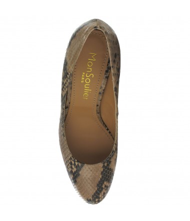 Python beige printed leather pump  made in Italy 