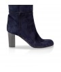 Navy suede leather high boots