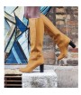 Woman beige leather knee high boots