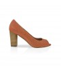 Orange leather open toe pump made in Italy 