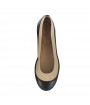 Black and beige leather ballet flat