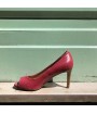 Pink leather open toe pump made in Italy 