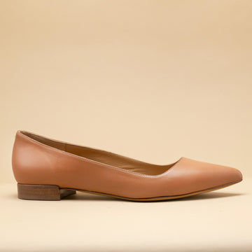 ballerines cuir camel et bout pointu - vue de profil