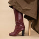 Doun Knee-High Boots in Burgundy Leather 