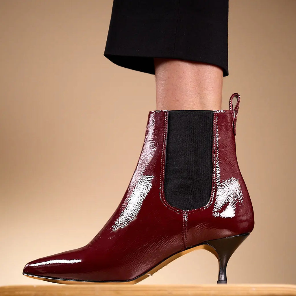 Bottines bordeaux  talon 5 cm fabrication italie 