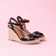 Espadrilles compensées cuir noir MADRID