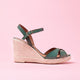 Espadrille compensée cuir vert MADRID