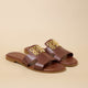 MILOS chocolate leather jeweled flat mules