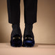 LOUISA Navy Blue Velvet Slippers
