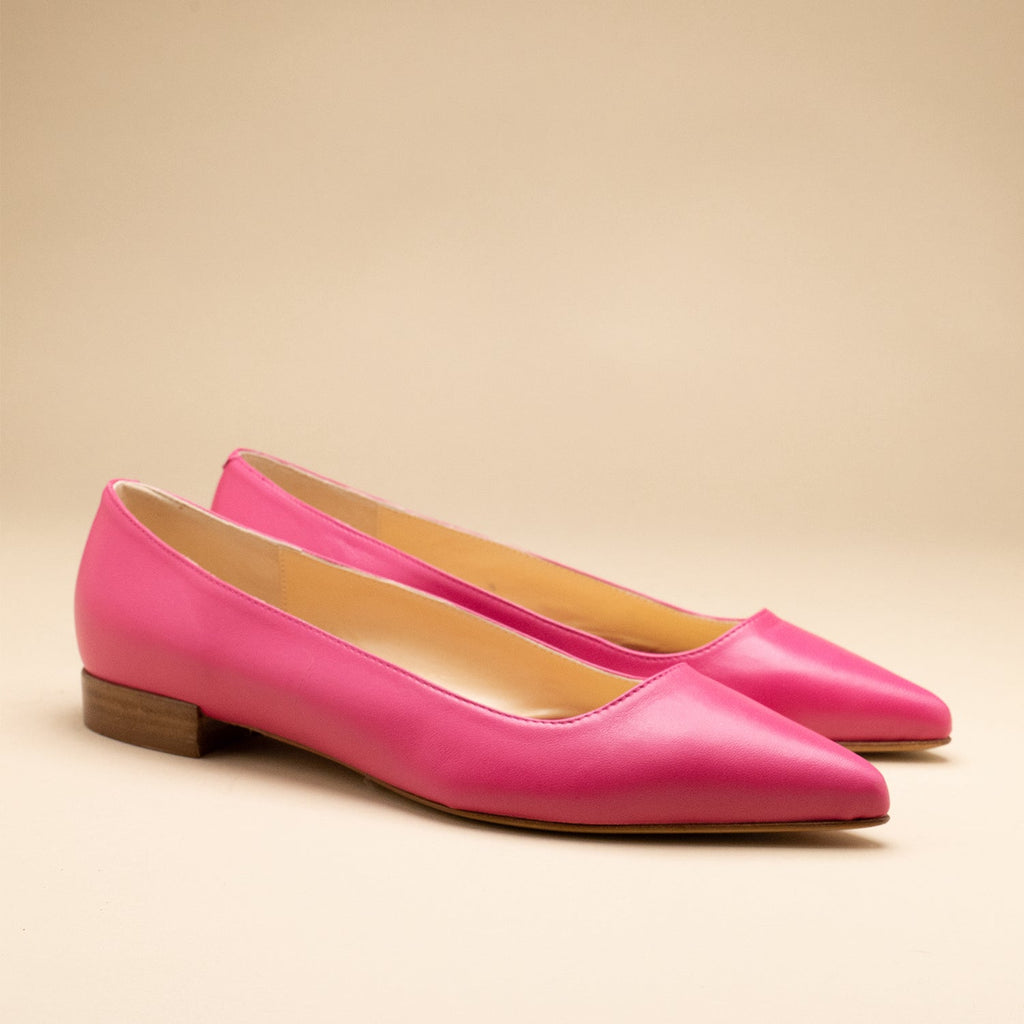 ballerines bout pointu cuir fuschia