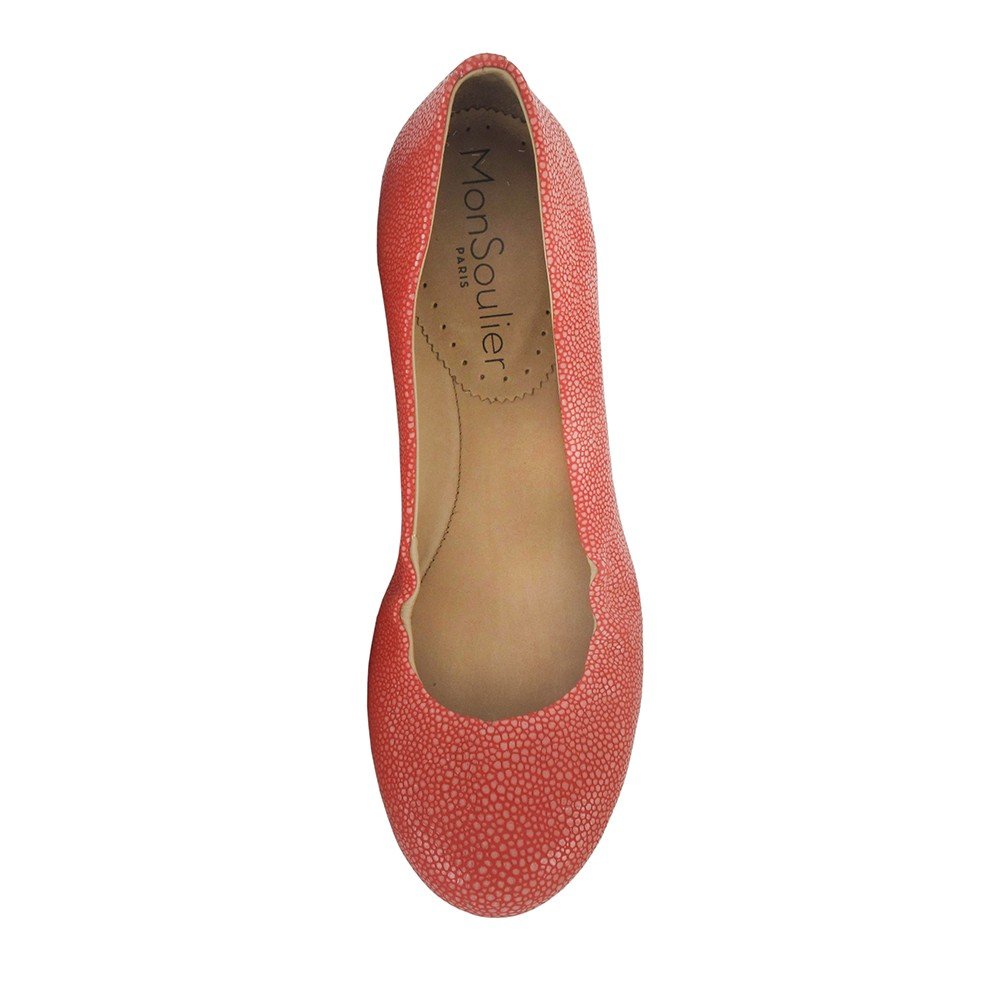 Ballerine femme cuir corail