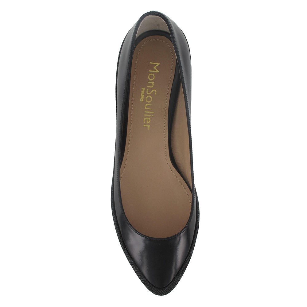 Ballerine pointue cuir noir glace paris
