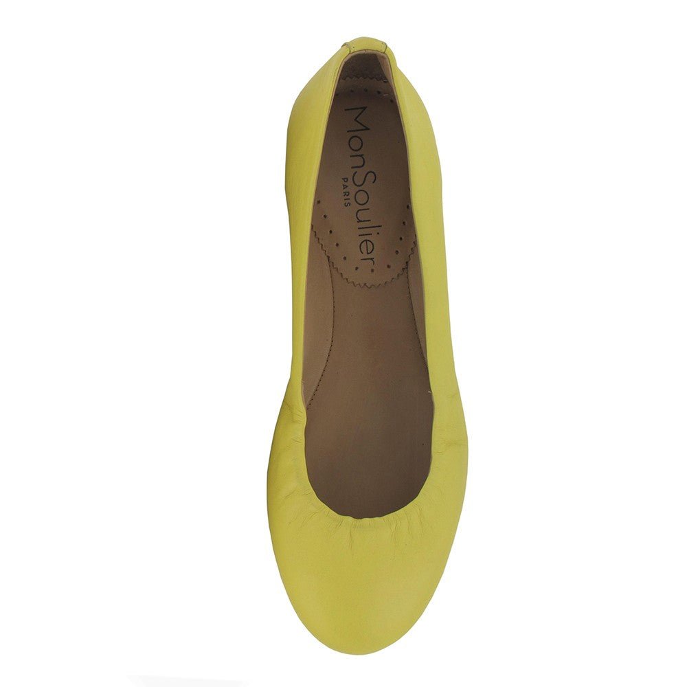 ballerine cuir souple jaune bout rond 