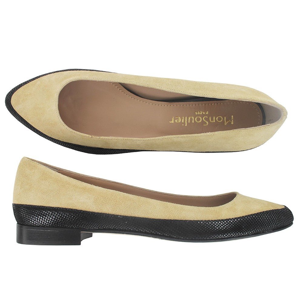 Ballerine bicolore beige et noire mon soulier