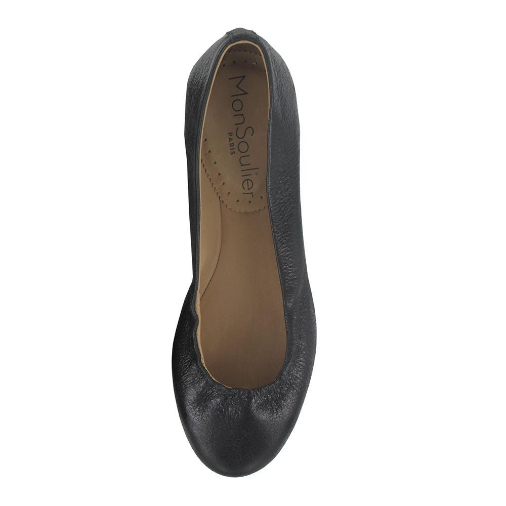 Ballerine bout rond cuir noir 