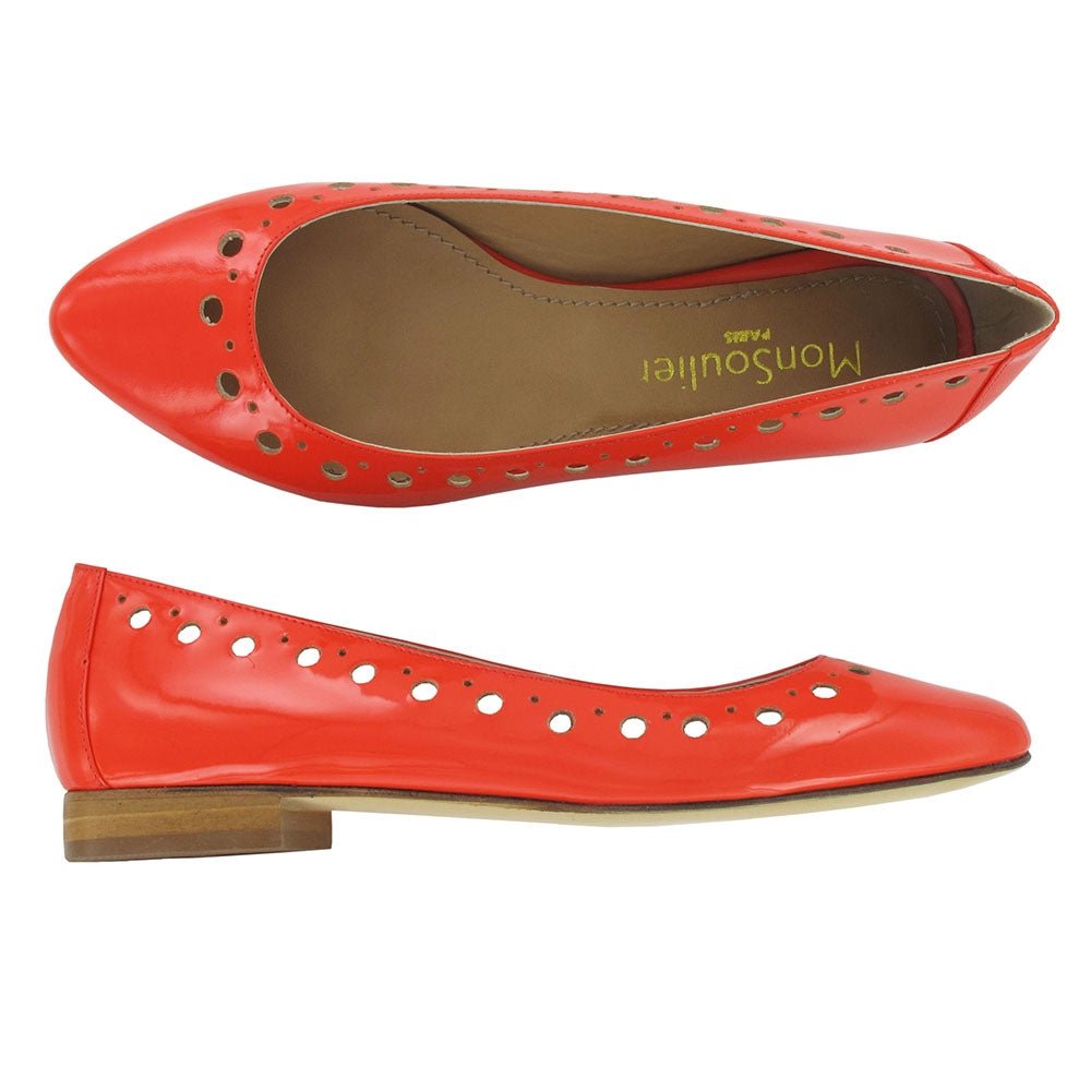 Ballerine bout pointu cuir orange mon soulier