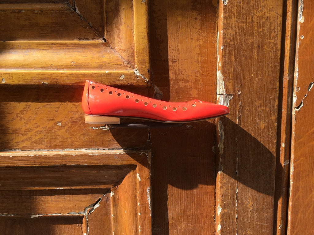 Ballerine femme cuir orange
