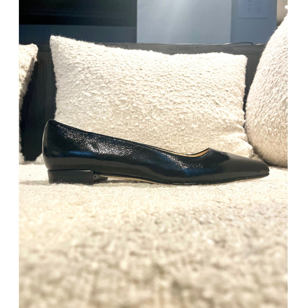 Ballerine pointue cuir vernis noir Italie