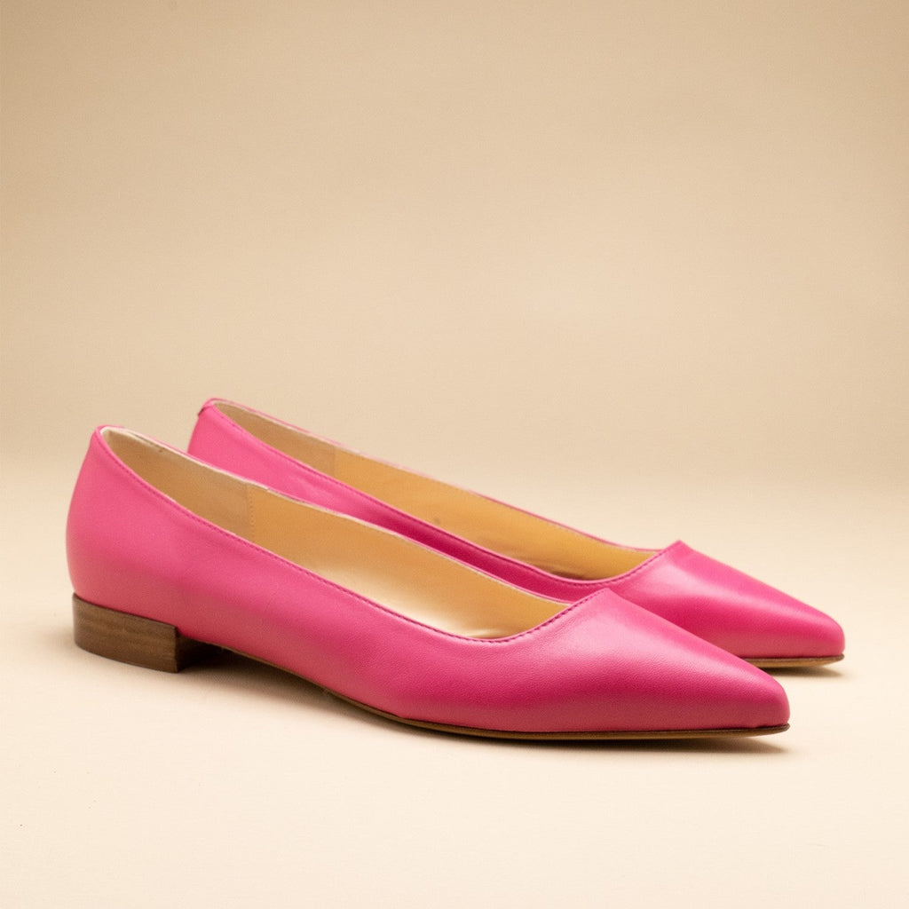 ballerines cuir fuschia bout pointu elegantes et fabriquées en Italie 