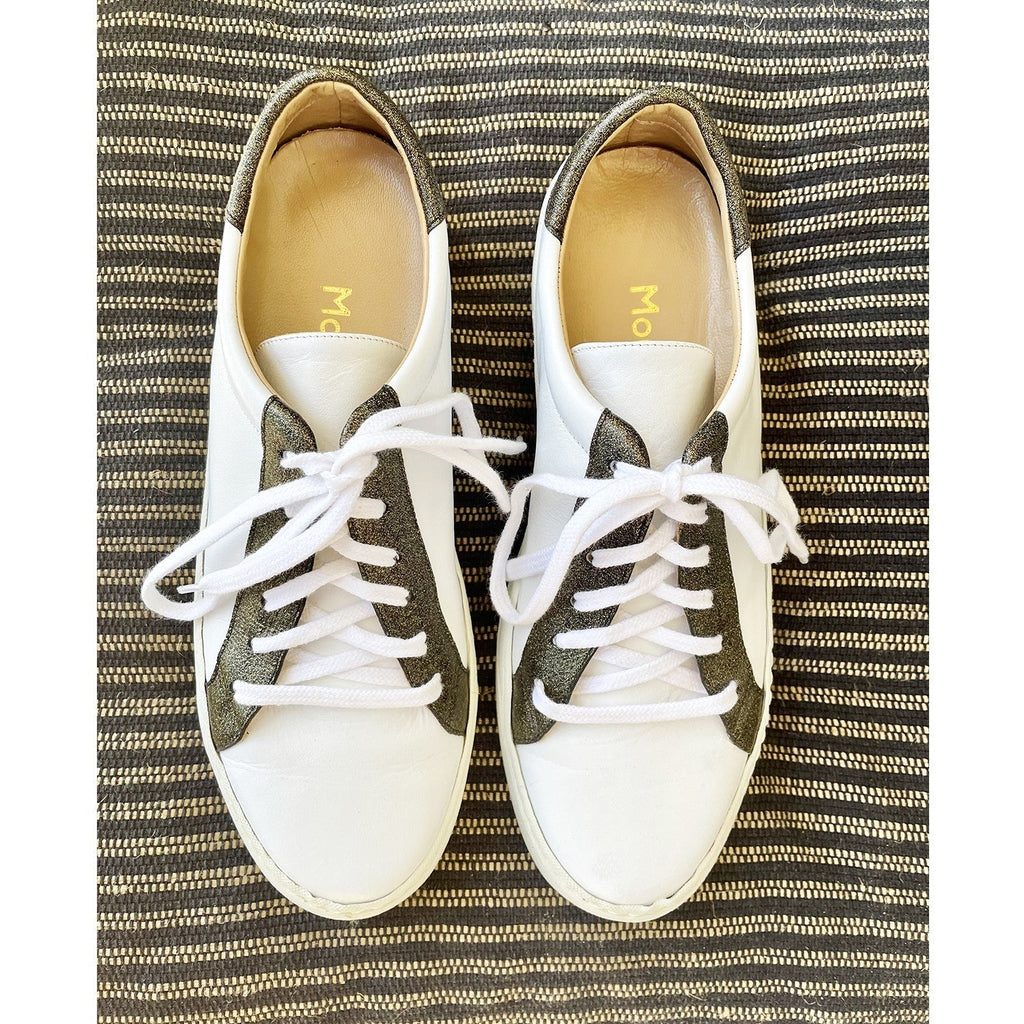 Baskets cuir et paillettes noir SERGIO