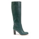 Green leather knee high boots SYLVIE