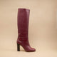Doun Knee-High Boots in Burgundy Leather 