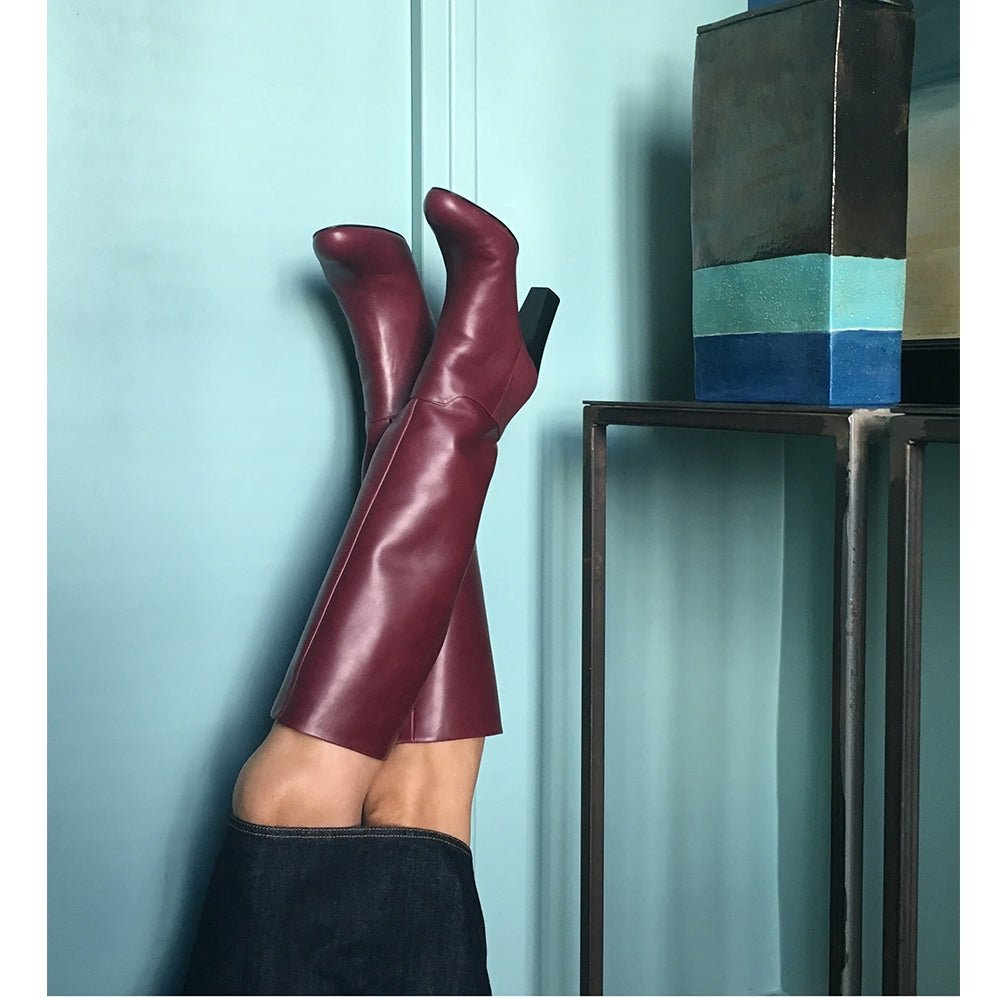 Bottes cuir bordeaux mon soulier