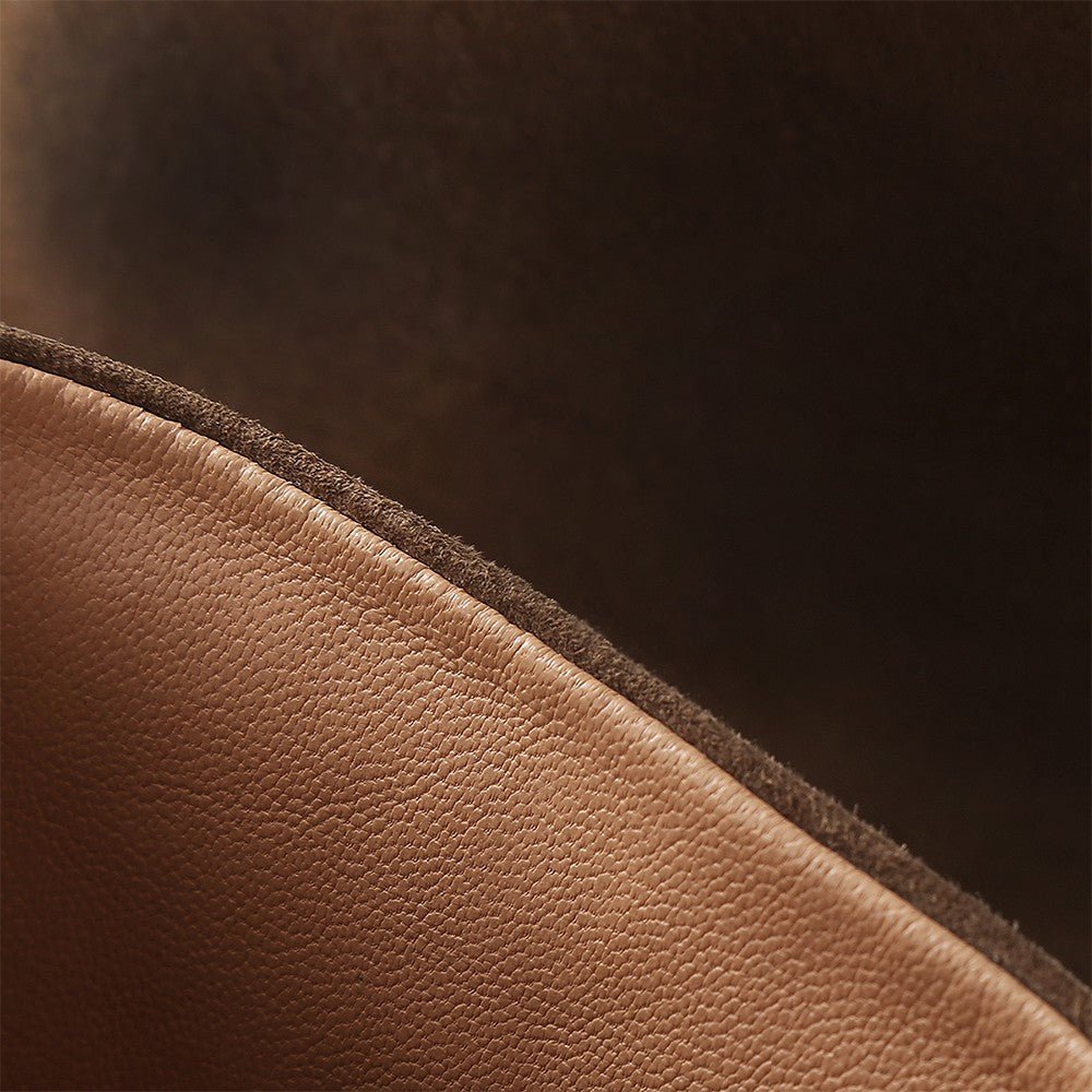 detail doublure bottes femme daim marron 