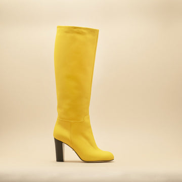 Bottes tube cuir jaune -vue de profil