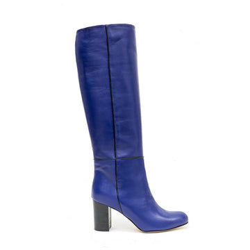 Bottes femme cuir bleu indigo  