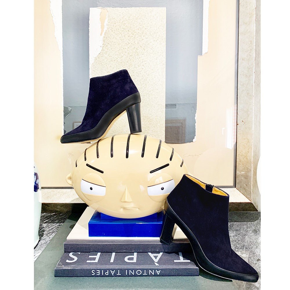 Bottine femme daim bleu marine italie