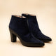 Navy suede leather pointy ankle boots RICHER