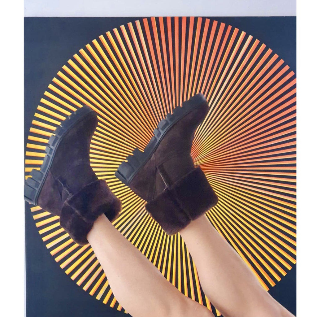 Bottines semelle crantée doublée mouton chocolat