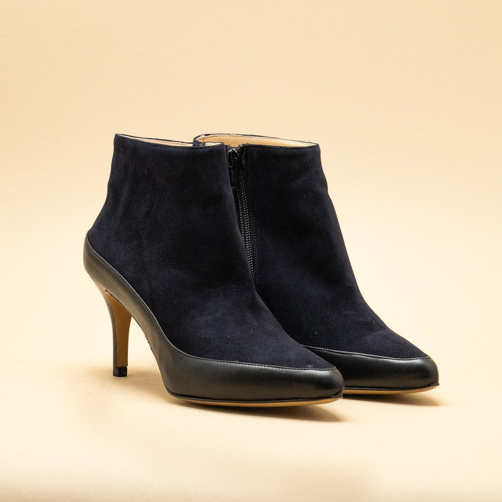 Bottines femme daim bleu marine talon aiguille 7 cm 