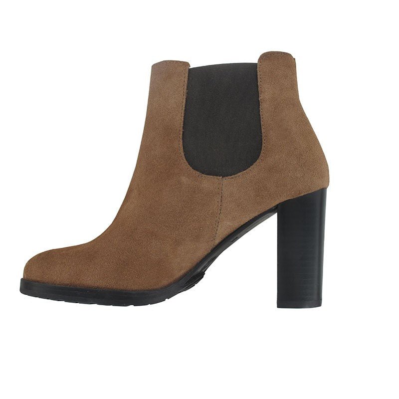 Boots élastique à talon marron