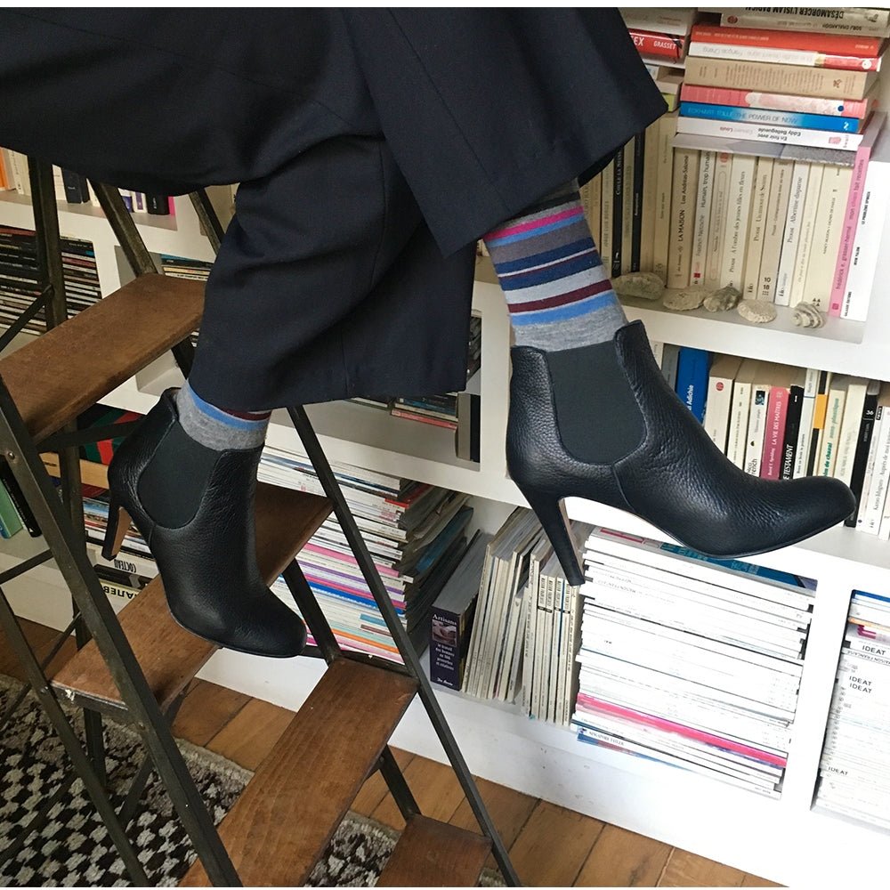 Chelsea boots cuir grainé noir à talon