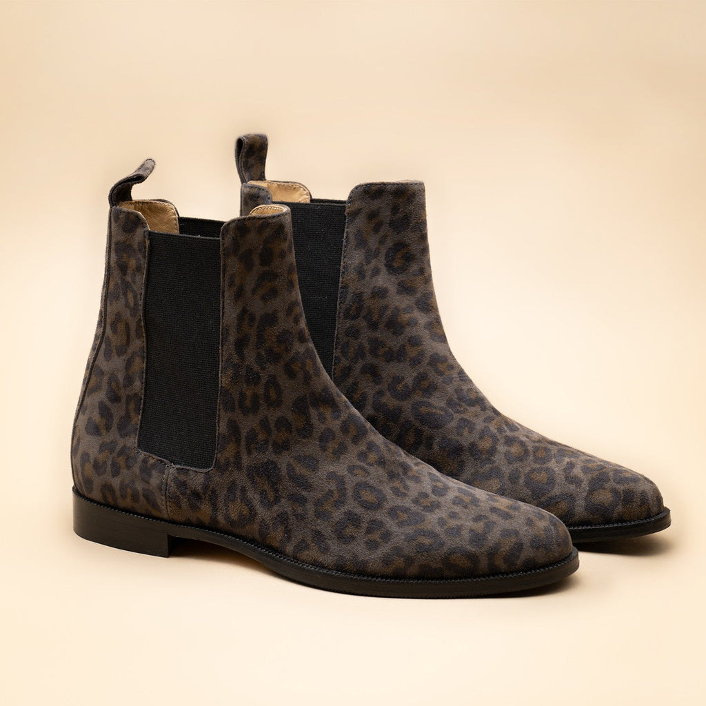 Chelsea boots femme daim leopard fabriquées en Italie
