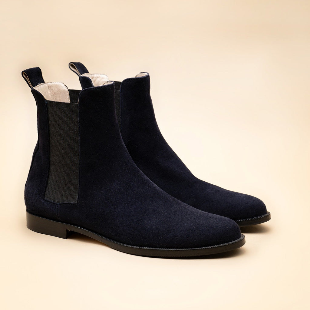 Chelsea boots femme daim bleu marine 