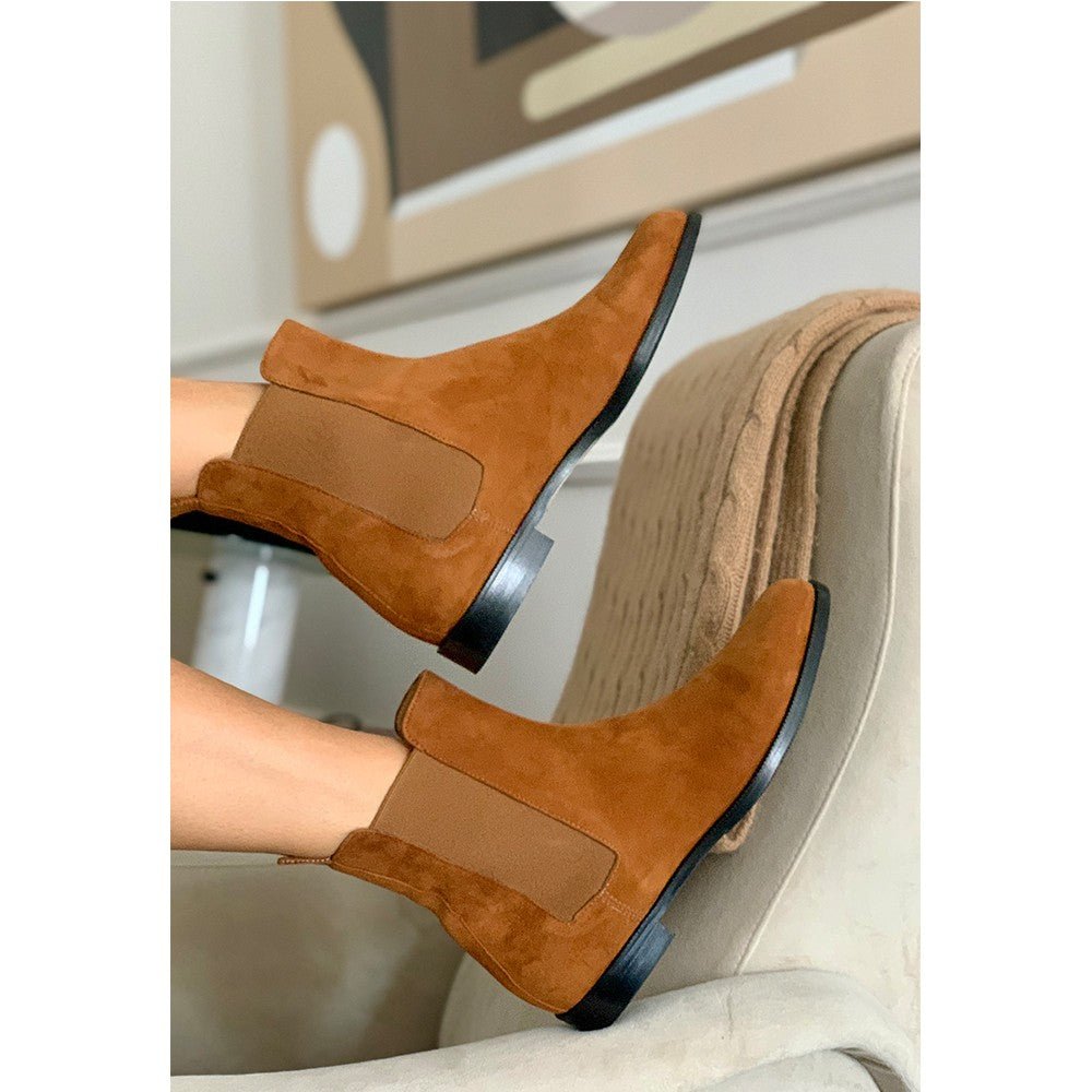 Chelsea boots femme daim camel