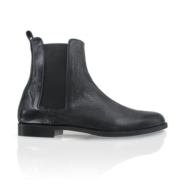 Chelsea boots femme cuir  vernis noir