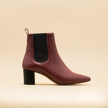 Chelsea boots petit talon cuir bordeaux italie