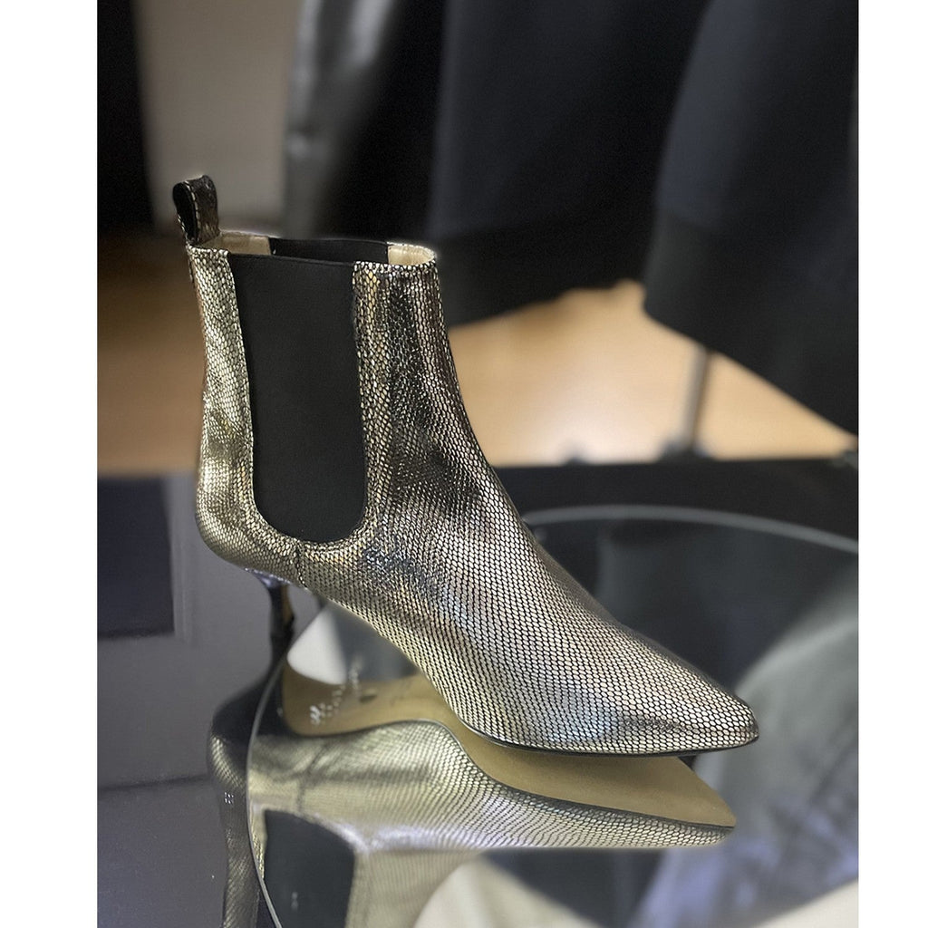 Chelsea boots petit talon cuir doré italie