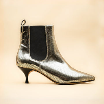 Chelsea boots petit talon cuir doré italie