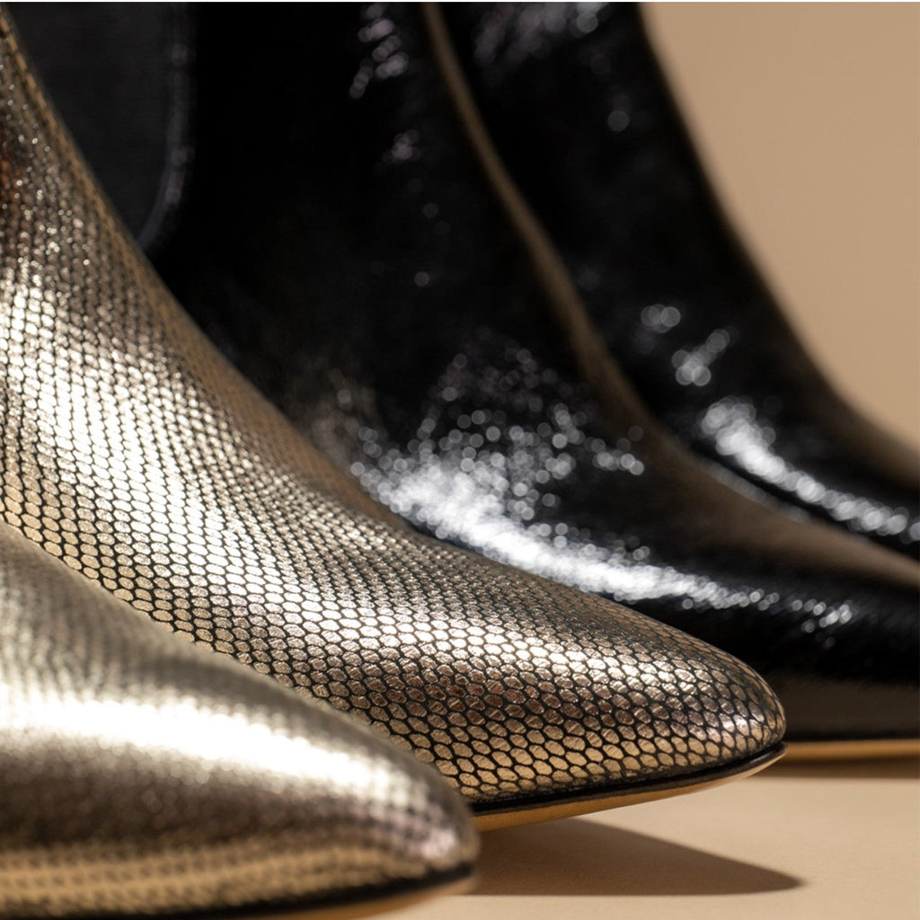 Chelsea boots petit talon cuir doré italie