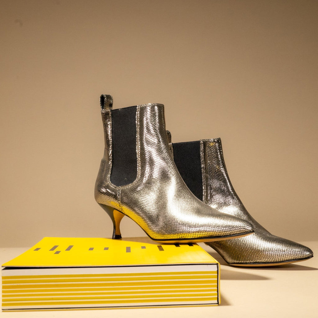 Chelsea boots petit talon cuir doré italie