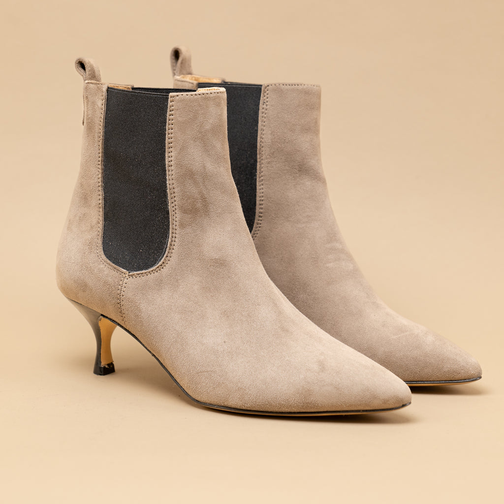 chelsea boots petit talon daim gris
