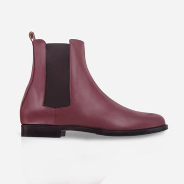 Chelsea boots femme cuir bordeaux